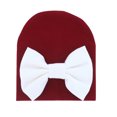 thumbnail image 1 of Jumpingount Gorros de bebé con lazo, gorros para recién nacidos, regalos de cumpleaños, accesorios cómodos para niños pequeños, suministros de Sombreros vino rojo nudo blanco Jumpingount AP009361-34B, 1 of 5