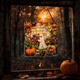 thumbnail image 3 of OCCOA Cute Ghost Stained Glass Style Acrylic Hanging Ornament with Bell Fall Pumpkin Window Suncatcher for Halloween Home Porch Decor Gift Idea, B, 3 of 6