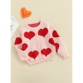 thumbnail image 3 of Kiapeise Toddler Kids Girls Valentine's Day Knit Cardigan Red Hearts Print Sweet Sweater Button Down Princess Top Pink, 3 of 7