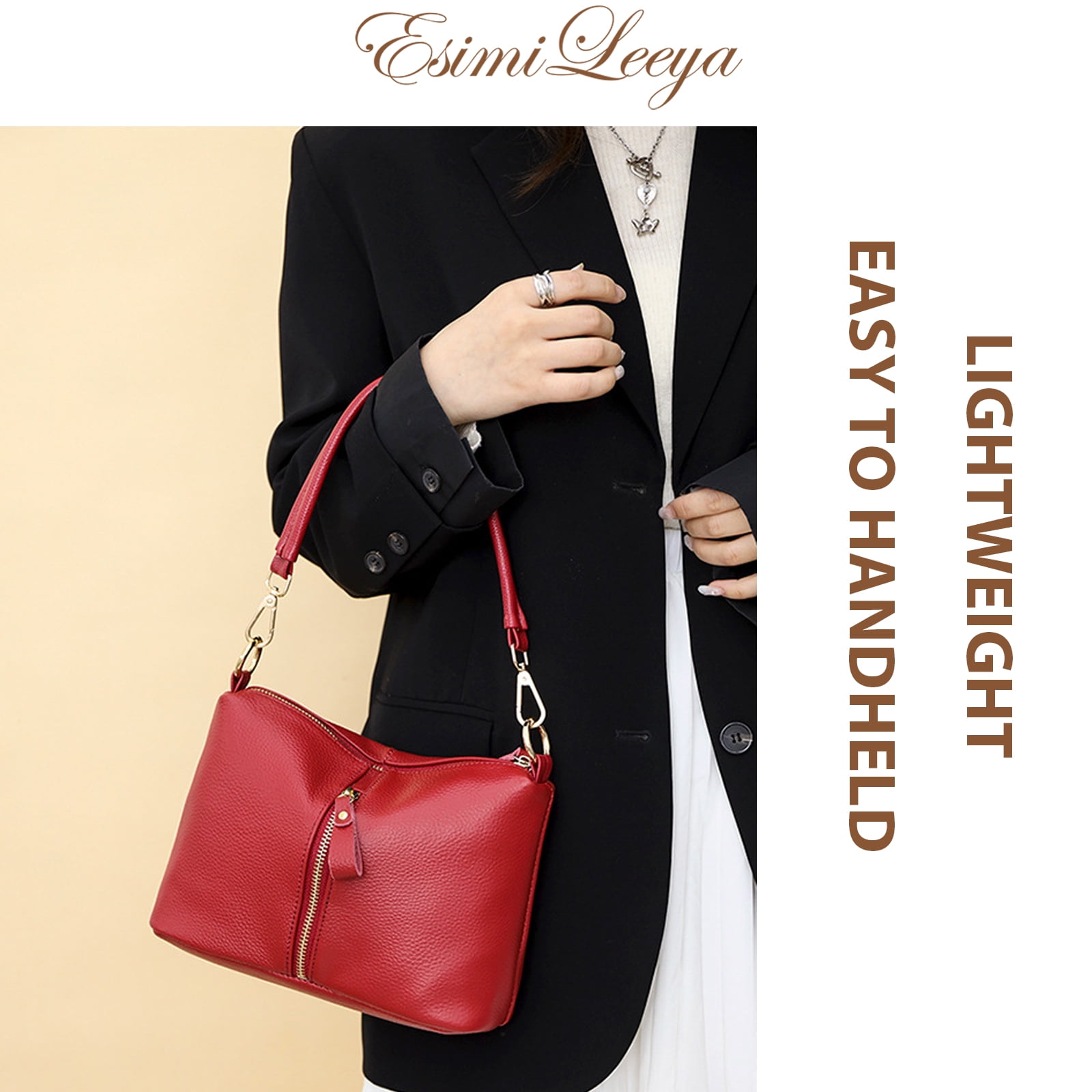Red Leather Crossbody Purses for Women Secure Zipper Shoulder Bag Ideal for Travel, Commute, Shopping