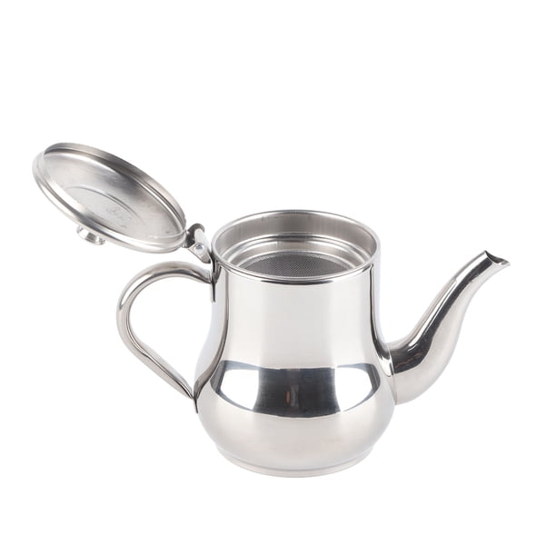 Tetera con filtro de acero inoxidable, Colador de aceite duradero, 500ml para hoteles, restaurantes y hogares