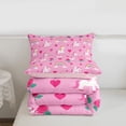 thumbnail image 5 of Erosebridal Unicorn Girls Full Size Comforter Sets,Pink Flowers Loves Romantic Theme Bedding Sets For Kids,Reversible Pink 3pcs, 5 of 7