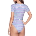 thumbnail image 4 of Naloa Striped Gradient Women's Short-Sleeved Onesie, One-Piece Swimsuit for Parties, dates, clubs - Large, 4 of 9