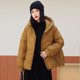 thumbnail image 2 of Abrigo de otoño e invierno nuevo para mujer, abrigo corto con capucha de plumón de pato blanco, versión coreana de chaqueta acolchada suelta de color sólido, 2 of 5