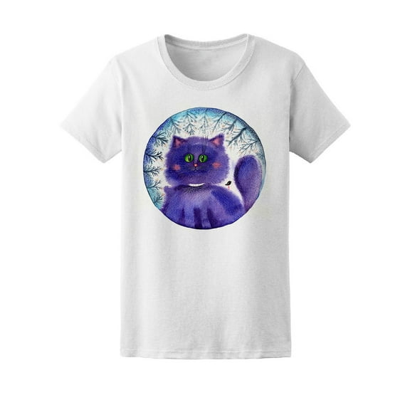 Cute Dark Grunge Purple Cat Tee Women's -Image by Shutterstock