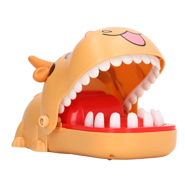 Finger Teeth Toy, Push Type Improve Ability Stress Relief Interactive Cow Shape Bite Finger Toy For Party White,Orange