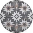 thumbnail image 2 of Addison Rugs Mayfield Premium Machine Washable Transitional Aztec Graphite Round Rug, 8' x 8', 2 of 6