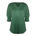 thumbnail image 4 of Tiqkatyck Women Summer Tops, Women's Fashion Short Sleeve Solid Color Loose V Neck Bat Sleeve Casual T Shirts, Shirts for Women Green M, 4 of 6