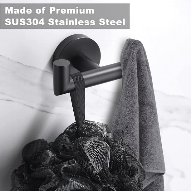 Towel Hooks for Bathrooms,Matte Black Towel Hook for Kitchen  Bathroom,SUS304 Stainless Steel Coat Hook,Heavy Duty Double Towels Holder Hooks  for Hanging Towels,Coats,sponges,Clothes,Wall Mount,2 Pack 