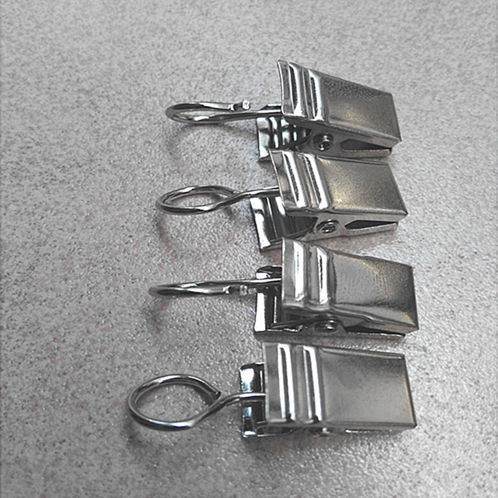 10pcs Shower Curtain Clips Heavy Duty Silver Hook Spring Clamps Hanger