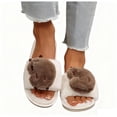 thumbnail image 4 of qkdmdw White Women'S Open Toe House Slippers Warm Plush Slides Comfy Capybala Flat Sandals For Fall Winter Indoor Outdoor, 4 of 9