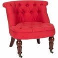 thumbnail image 3 of SAFAVIEH Carlin Classic Farmhouse Tufted Chair with Casters, Cranberry, 3 of 4