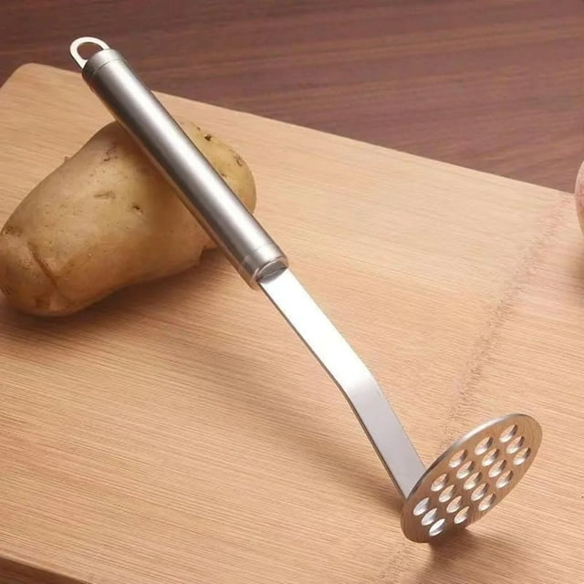 CaiYueKe Stainless Steel Potato Masher Heavy Duty Kitchen Tool Vegetable Press Smasher Ricer Crusher for Avocado Beans Pumpkin Puree Mashed Potatoes Ergonomic Handle Dishwasher Safe