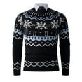 thumbnail image 6 of ZVNAΖH Men's Nordic Fair Isle Snowflake Knit Sweater Casual Crew Neck Pullover Slim Fit Knitted Christmas Sweaters Holiday Party, 6 of 7
