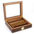 thumbnail image 1 of Humidor de cigarros, caja de cigarros con tapa de vidrio con humidificador higrómetro y divisor, caja de almacenamiento de madera de cedro para 35 cigarros, 1 of 3