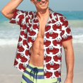 thumbnail image 4 of Uemuo Cute Red Crab Printed Regular Fit Short Sleeve Casual Hawaiian Shirt for Men,Aloha shirt,Tropical shirt,Floral print shirt,Vacation Beach shirt-Large, 4 of 9