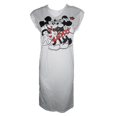 Mickey & Minnie Mouse Juniors T-Shirt Style Cuffed Sleeve Dress (Large) W34