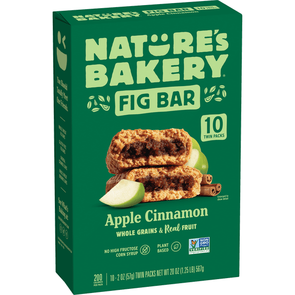 Nature's Bakery Apple Cinnamon Fig Bars, 2oz Twin packs, 10 Count