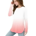thumbnail image 7 of YUNAFFT Girls Ombre T-Shirt Long Sleeve Round-Neck Blouse with Side Slit Comfort Fit Stretchy Soft Fabric 2-12Y, 7 of 7