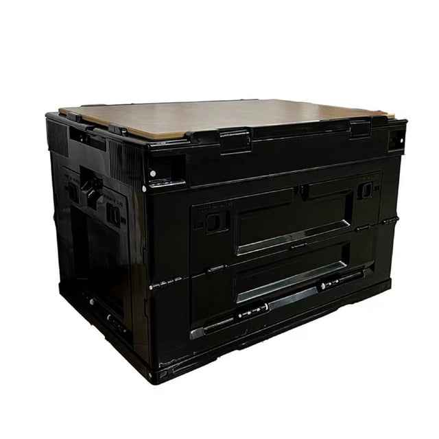 Camping Picnic Storage Box Foldable Car Backup Storage Box Multifunctional Plastics Box With Wooden Lid