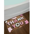 thumbnail image 2 of Thank You Bath Mat, Romantic Sweet Cookie Letters Sugar Candy on a Rustic Wood Table Image, Non-Slip Plush Mat Bathroom Kitchen Laundry Room Decor, 29.5 X 17.5 Inches, Pink White Brown, Ambesonne, 2 of 2