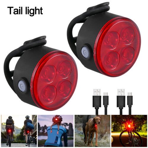 Luces delanteras y traseras para bicicleta, carga USB, juego de cuatro luces delanteras y traseras, equipo para andar en bicicleta de montaña