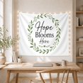 thumbnail image 5 of Hope Blooms Here Wreath on Off-White Background, Inspirational Minimalist for Plant Lovers, Botanical Art Decor, Housewarming Gift, Tapestry Wall Hanging for Living Room and Bedroom, 5 of 7