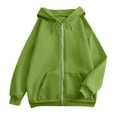 thumbnail image 4 of vigerkar Womens Zip Up Hoodies Oversized Sweatshirts Solid Color Long Sleeve Lightweight Jackets With Pockets (Light Green, XL), 4 of 4