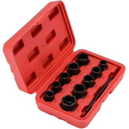 

11 Pcs Damaged Bolt Nut Remover Stud Extractor Set Damaged Lug Nut Bolts Removal Set Screw Extractor Tool Twists Socket Kit Lock Remover