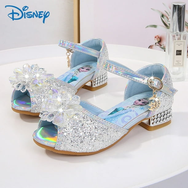 Zapatos Tacon Niña Sandalias De Elsa De Frozen De Disney, Zapatos