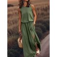 thumbnail image 4 of Jaimenalin Women'S Crew Neck Sleeveless Elastic Waist Slit Maxi Dress Dark Green S, 4 of 6