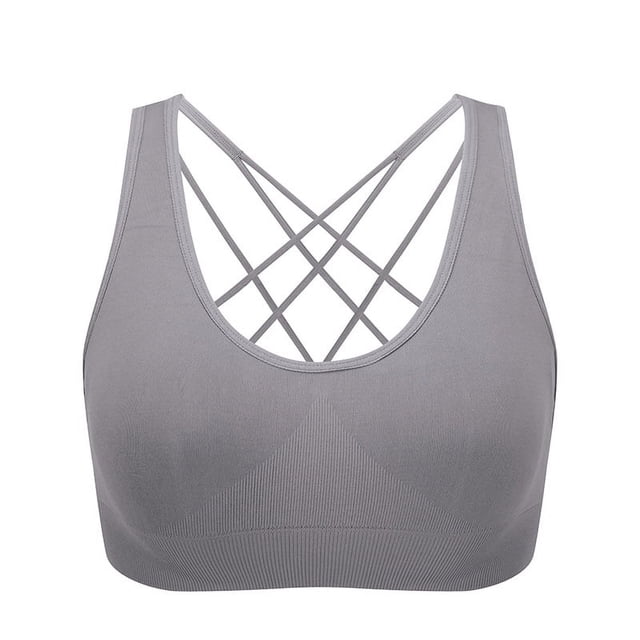 Ropa interior deportiva de talla grande europea y americana, sujetador deportivo de yoga con tirantes finos y espalda cruzada, sujetador push up para correr y fitness a prueba de golpes