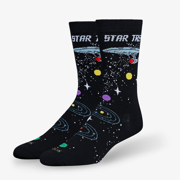 Cool Socks – Star Trek Space Travel – Novelty Crew Socks – Unisex Crew Socks Large – Officially