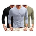 thumbnail image 1 of Playeras Manga Larga Cuello Henley Para Hombre Slim Fit 3pzs, 1 of 7
