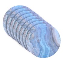 Dainty Home Marble Cork Foil Printed Marble Granite Designed Thick Cork Textured 15 x 15 Round Placemat Set of 8 in Navy