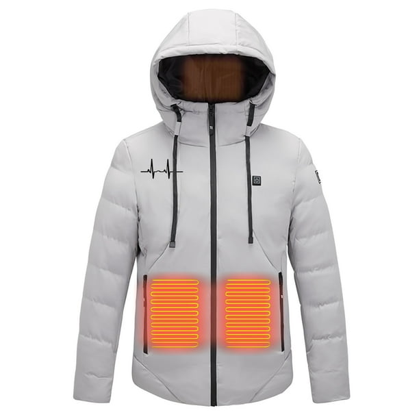 Chaquetas y abrigos casuales de manga larga con capucha, con USB, temperatura constante, calefactables, resistentes al viento, talla grande, para hombre y mujer, invierno, 4 unidades