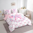 thumbnail image 3 of Castle Fairy Letter Monogrammed A Twin Bedding Sets 7-Piece for Boys Girls,Kawaii Floral Bow Bedding Comforter Set Microfiber,Dreamy Princess Breathable Sheet Sets,Breathable Home Decor,Reversible, 3 of 8