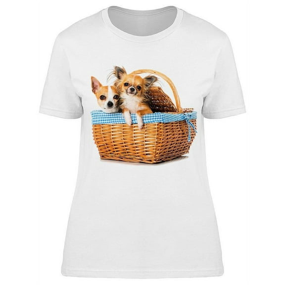 Chihuahuas In A Basket T-Shirt Women -Image by Shutterstock, Female Medium