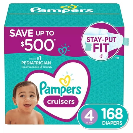 Pampers Cruisers Diapers - Size 4 (22-37lb), 168 Count