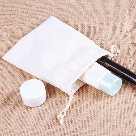 SWETRACE 20Pcs Beige Red Cotton Cloth Jewelry Bags Drawstring Pouches For Storage 5.9x3.9in