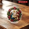 thumbnail image 6 of Rotating acrylic display featuring a nativity scene with Mary Joseph and the Star of Bethlehem within a vibrant wreath of poinsettias and holly, 6 of 8