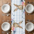 thumbnail image 4 of Table Runner 48 Inches Long for Kitchen Dining, Easter Bunny Dresser Scarf Farmhouse, Dining Table Decorations for Wedding/Parties, Spring Watercolor Flower Blue Plaid 13 x 48 In, 4 of 8
