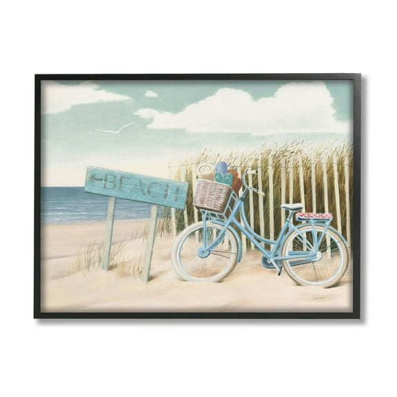 Stupell Industries Beach Cruiser Blue Bicycle Boast Graphic Art Black Framed Art Print Wall Art, Design by James Wiens