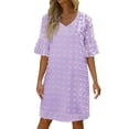 thumbnail image 2 of Tshirt Dress Women Summer Chiffon Short Sleeve V Neck Polka Dot Casual Mini Dresses T Shirt Dresses for Women, 2 of 6