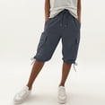 thumbnail image 2 of Hngshg Plus Size Cargo Capris for Women Bow Drawstring Solid Color Casual Pants with Pockets Summer Vacation Workout Pants, 2 of 7