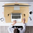 thumbnail image 5 of FLEXISPOT Height Adjustable Standing Desk Converter, 28" Bamboo Desktop Riser with U-Shaped Design & Spacious Keyboard Tray for Home Office Sit-Stand Workstation, 5 of 7