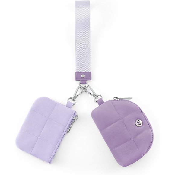 shiyou-Wristlet Keychain Wallets for Women Dual Pouch Wristlet Detachable Small Zipperd Coin Purse, Purple