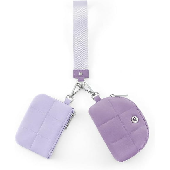 shiyou-Wristlet Keychain Wallets for Women Dual Pouch Wristlet Detachable Small Zipperd Coin Purse, Purple