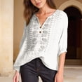 thumbnail image 7 of T Shirts for Women 2026 Summer Vintage Boho 3/4 Sleeve Shirt V Neck Embroidered Casual Tshirt Blouse, 7 of 7