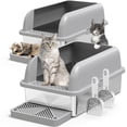 thumbnail image 1 of Caja de arena Suzzipaws XL de acero inoxidable, paquete de 2, 1 of 6